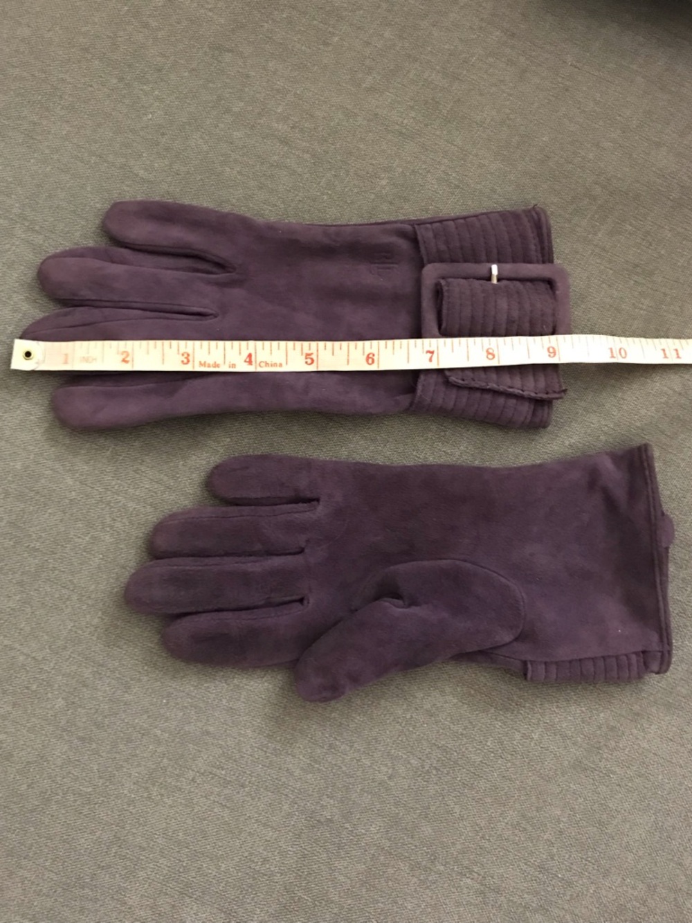 Ralph Lauren Plum Suede Buckle Gloves - Picture 9 of 9